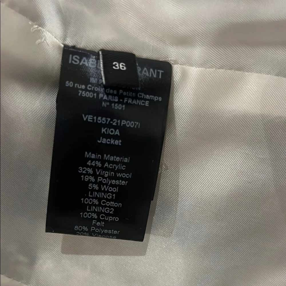 ISABEL MARANT Plaid Women's Jacket in Cream and Black SIZE 36 - Picture 8 of 16